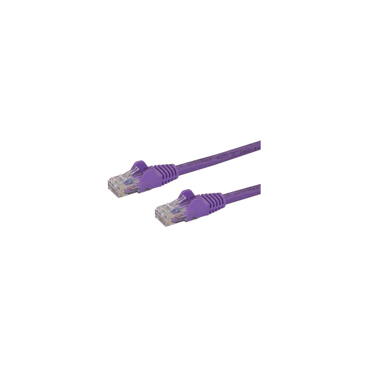Cable Ethernet Cat6 RJ45 StarTech 24 AWG 10 m violeta, vista de los conectores