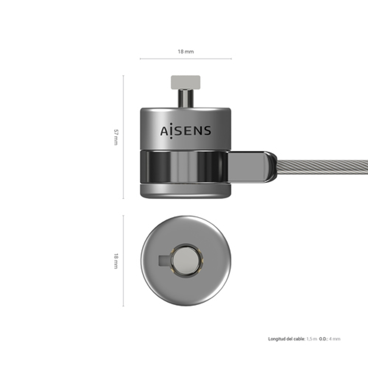 Cable de seguridad AISENS ASLK-D40K02-SL Plata - vista 3