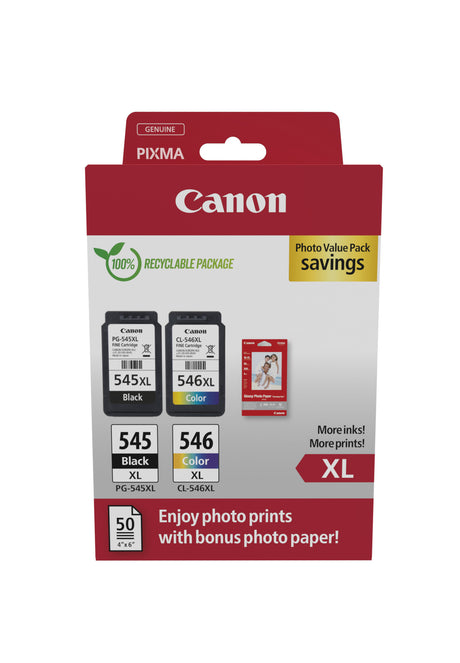 Pack Canon PG-545XL + CL-546XL y 50 hojas fotográficas