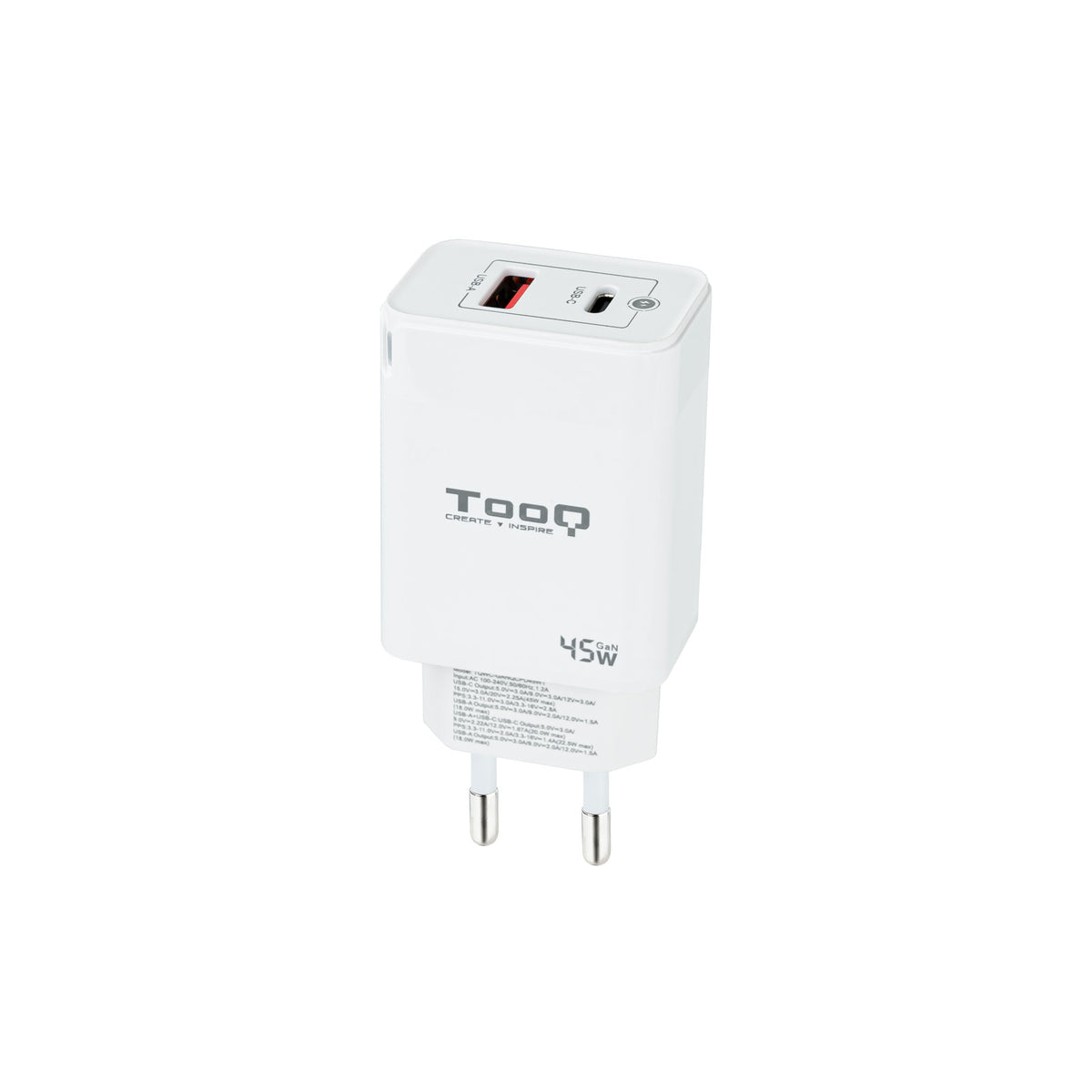 Cargador TooQ TQWC-GANQCPD45WT 45W