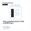 Tinta compatible Brother LC528 LC528BK Negro