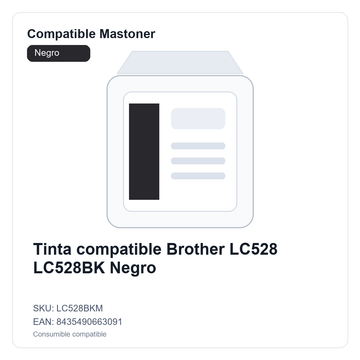 Tinta compatible Brother LC528 LC528BK Negro