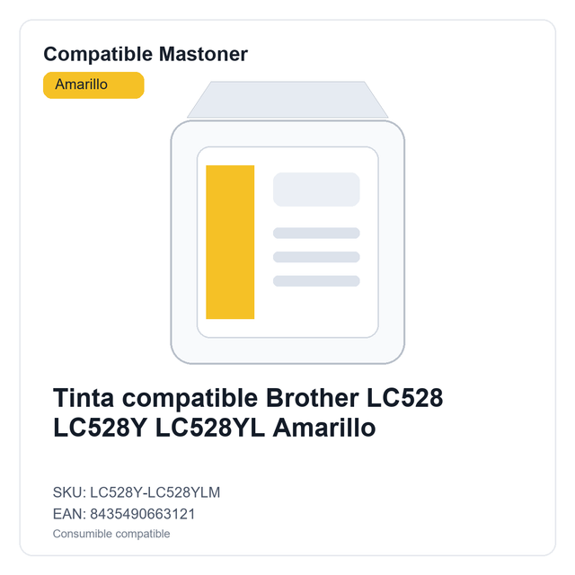 Tinta compatible Brother LC528 LC528Y LC528YL Amarillo