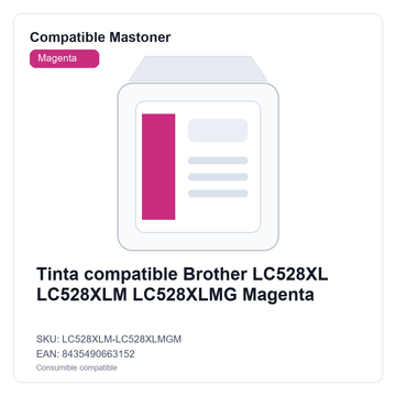 Tinta compatible Brother LC528XL LC528XLM LC528XLMG Magenta