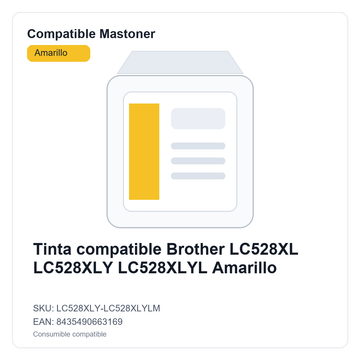 Tinta compatible Brother LC528XL LC528XLY LC528XLYL Amarillo