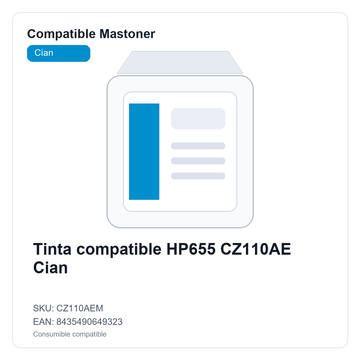 Tinta compatible HP655 CZ110AE Cian