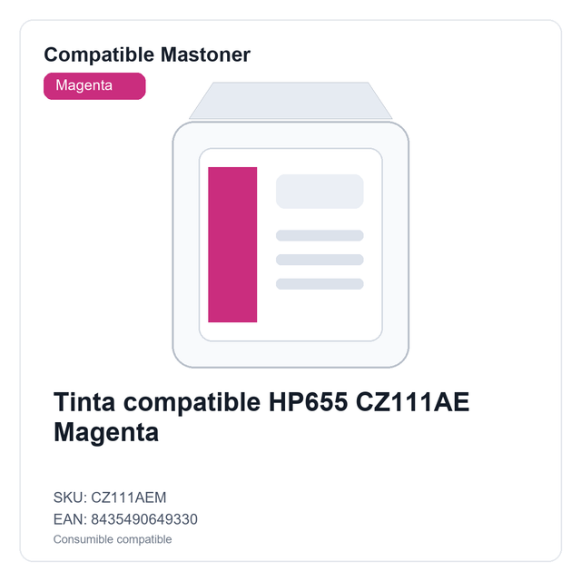 Tinta compatible HP655 CZ111AE Magenta