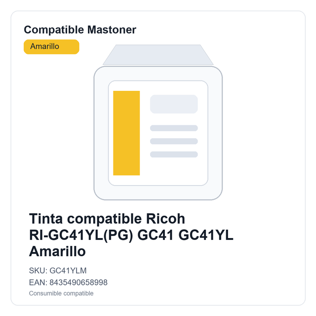 Tinta compatible Ricoh RI-GC41YL(PG) GC41 GC41YL Amarillo