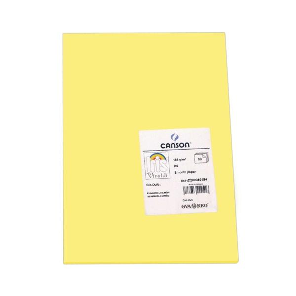 Cartulina Canson Pack de 50 185g A4 Amarillo Limon