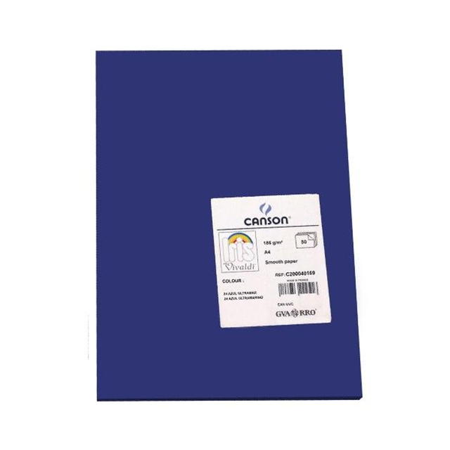 Cartulina Canson Pack de 50 185g A4 Azul Ultramar