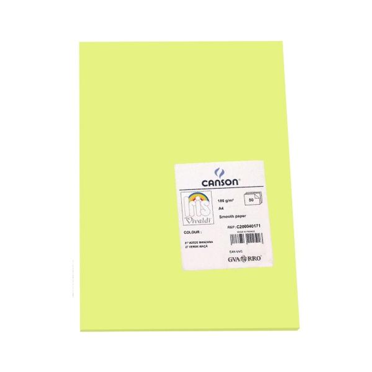Cartulina Canson Pack de 50 185g A4 Verde Manzana
