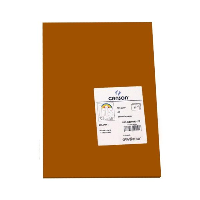 Cartulina Canson Pack de 50 185g A4 Chocolate