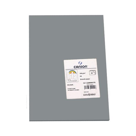 Cartulina Canson Pack de 50 185g A4 Gris Plomo