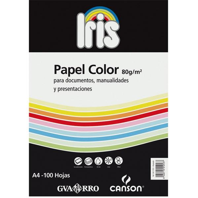 Cartulina Canson Paq.100h Papel Color Iris 80g A4 Lavanda