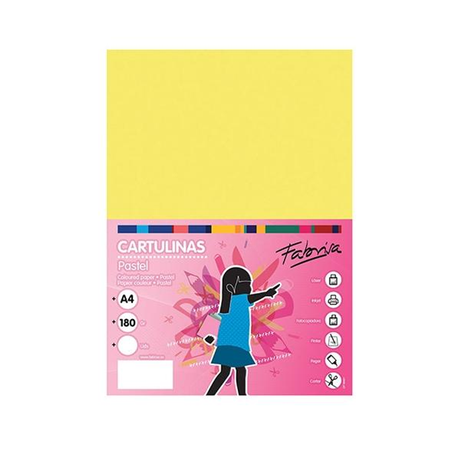 Cartulina Fabrisa Pack de 50 180gr A4 Amarillo