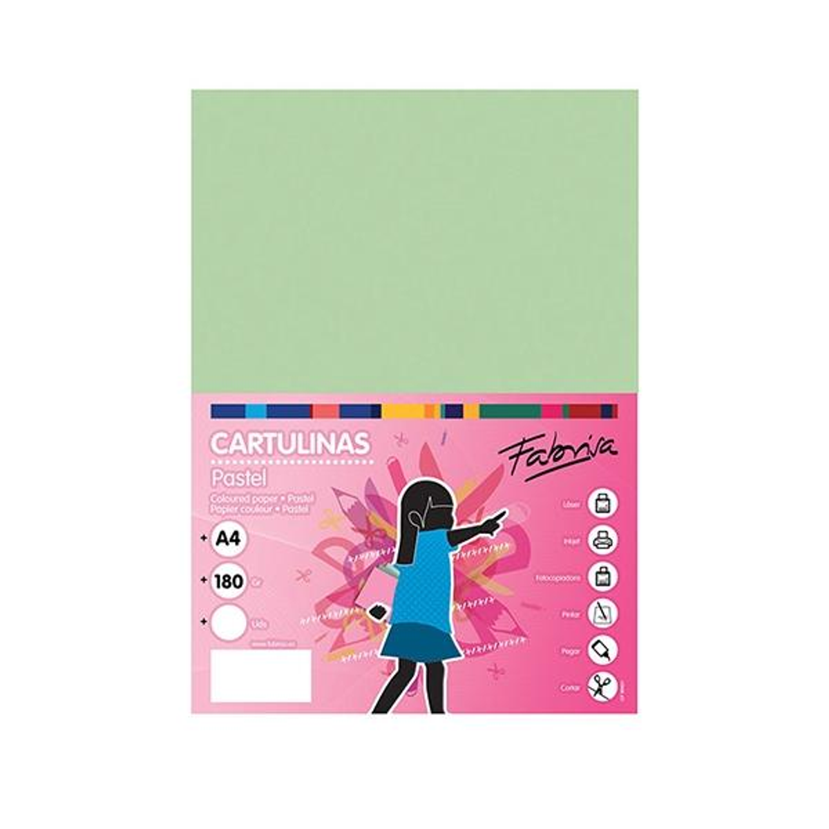 Cartulina Fabrisa Pack de 50 180gr A4 Verde Laguna