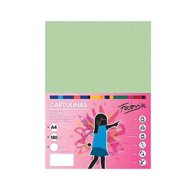 Cartulina Fabrisa Pack de 50 180gr A4 Verde Laguna