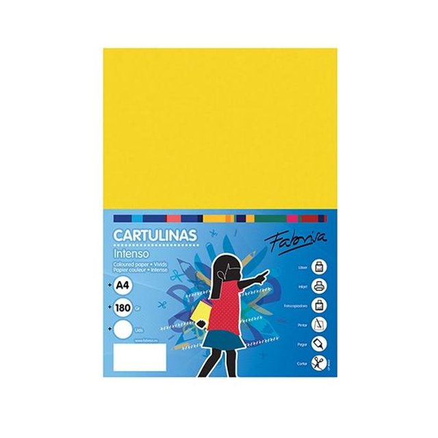 Cartulina Fabrisa Pack de 50 180gr A4 Amarillo Limon