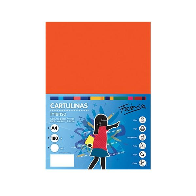 Cartulina Fabrisa Pack de 50 180gr A4 Naranja Azafran