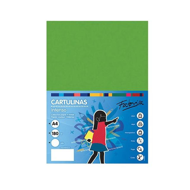 Cartulina Fabrisa Pack de 50 180gr A4 Verde Fuerte