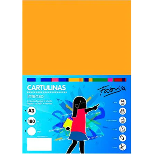 Cartulina Fabrisa Pack de 50 180gr A3 Naranja Azafran