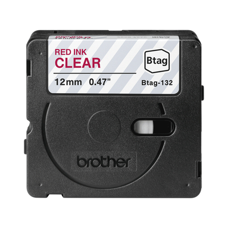 Cinta para rotuladora Brother 12 mm Rojo sobre transparente BTAG132 - vista 2