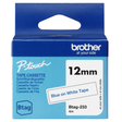 Cinta para rotuladora Brother 12 mm Azul sobre blanco BTAG233