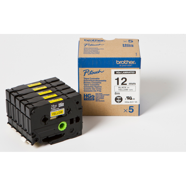 Cinta para rotuladora Brother 12 mm Negro HGe631V5
