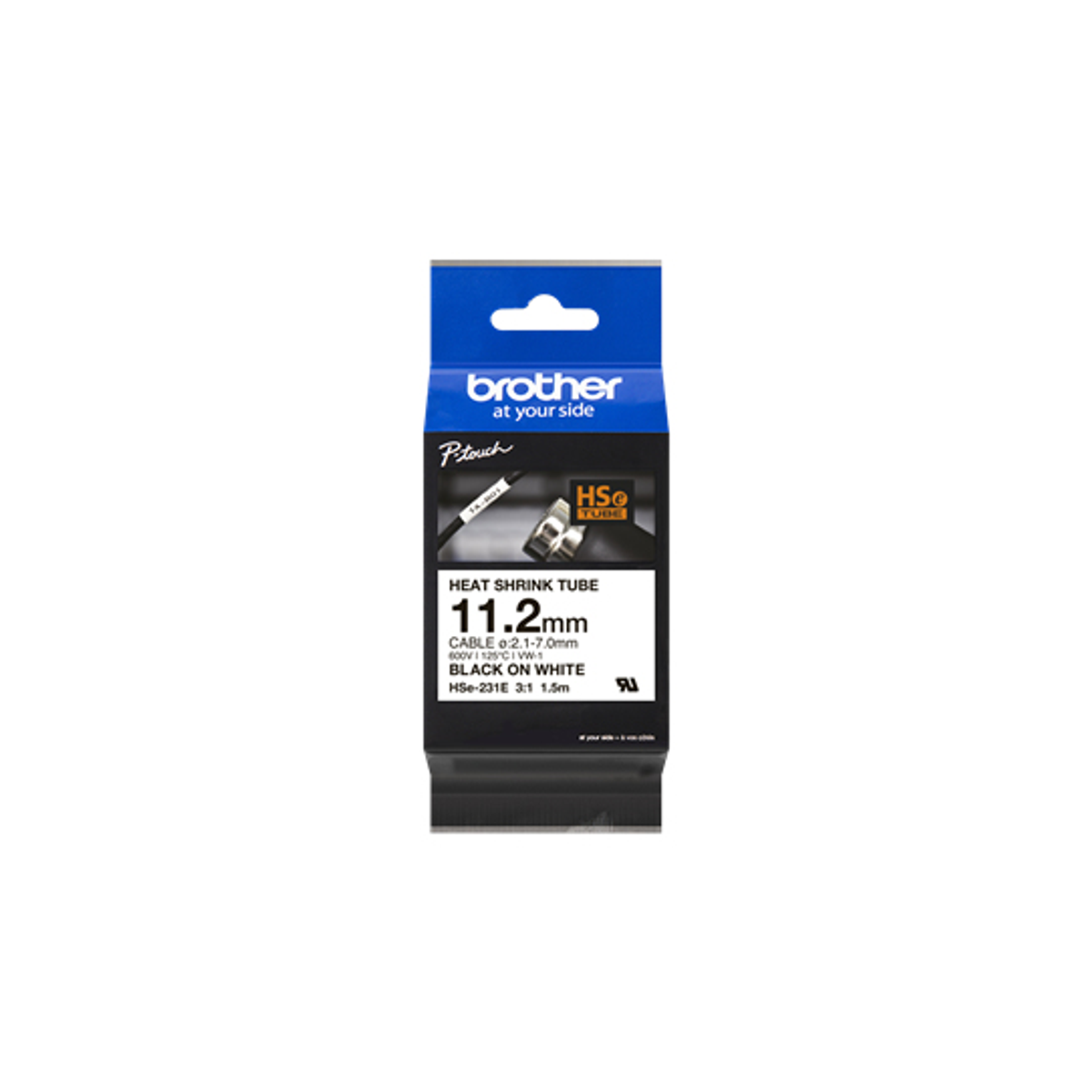 Cinta para rotuladora Brother Negro sobre blanco HSE231E