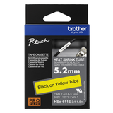 Cinta para rotuladora Brother Negro sobre amarillo HSE611E - vista 3