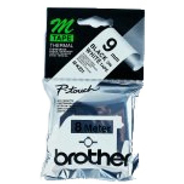Cinta para rotuladora Brother 9 mm Negro sobre blanco MK221BZ