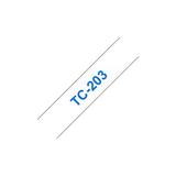 Cinta para rotuladora Brother 12 mm Azul sobre blanco TC203 - vista 2