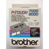 Cinta para rotuladora Brother 18 mm Blanco sobre negro TX345