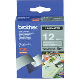 Cinta para rotuladora Brother 12 mm Blanco y Gris claro TZEMQL35
