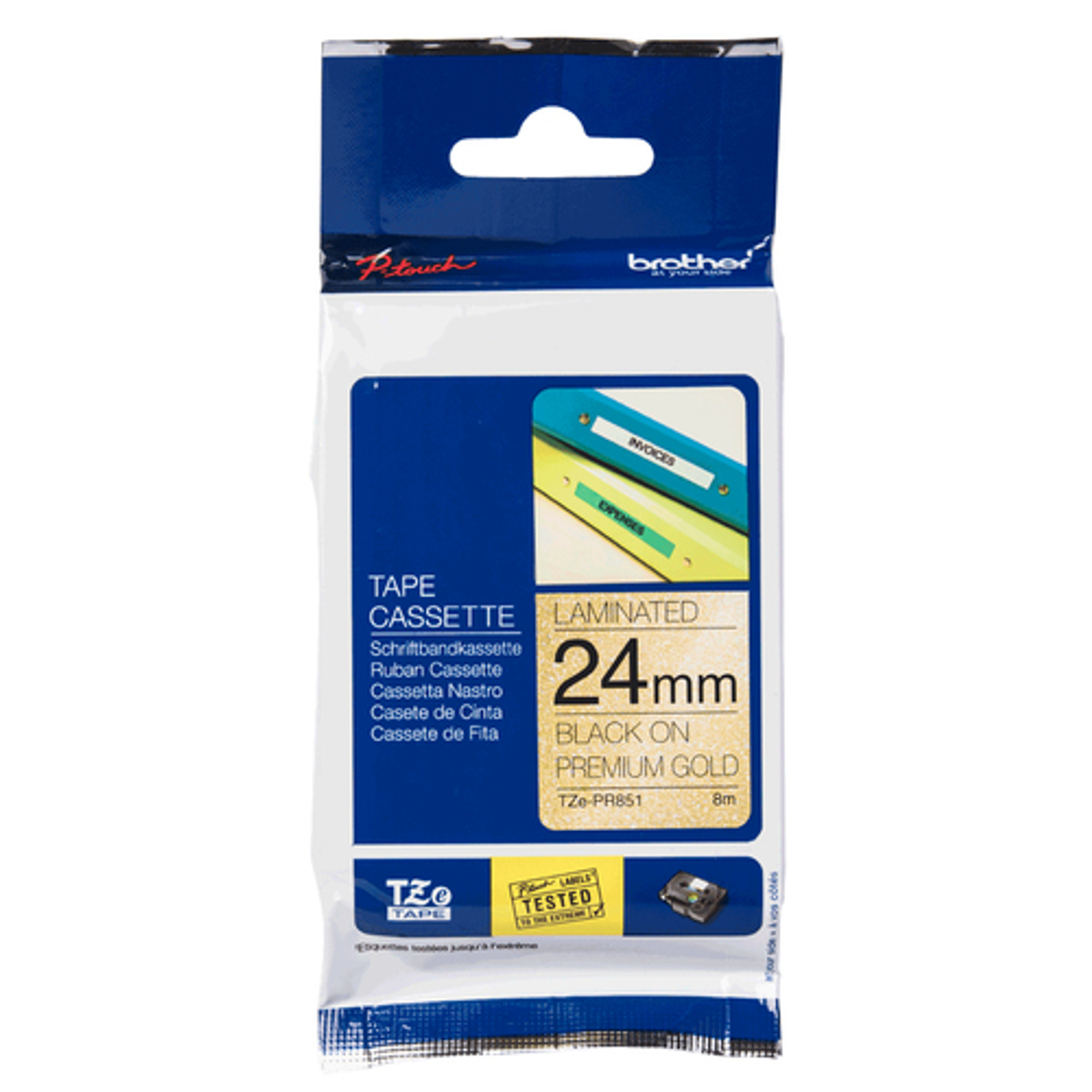 Cinta para rotuladora Brother 12 mm Negro sobre dorado TZePR831 - vista 2