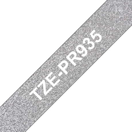Cinta para rotuladora Brother 12 mm Blanco sobre plata TZePR935 - vista 3