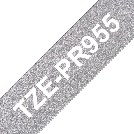 Cinta para rotuladora Brother 24 mm Blanco sobre plata TZePR955 - vista 3