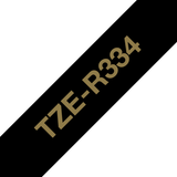 Cinta para rotuladora Brother 12 mm Dorado sobre negro TZER334