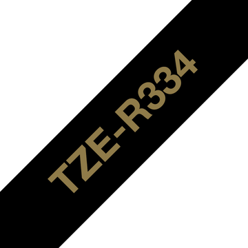 Cinta para rotuladora Brother 12 mm Dorado sobre negro TZER334