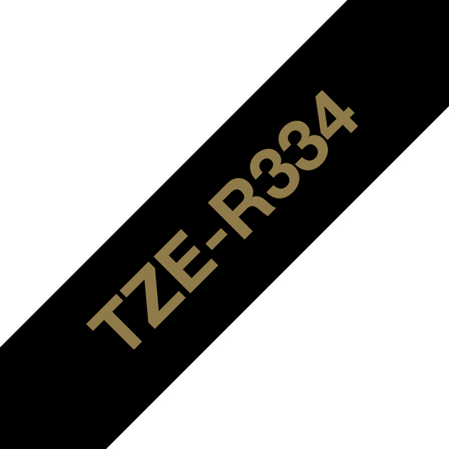 Cinta para rotuladora Brother 12 mm Dorado sobre negro TZER334