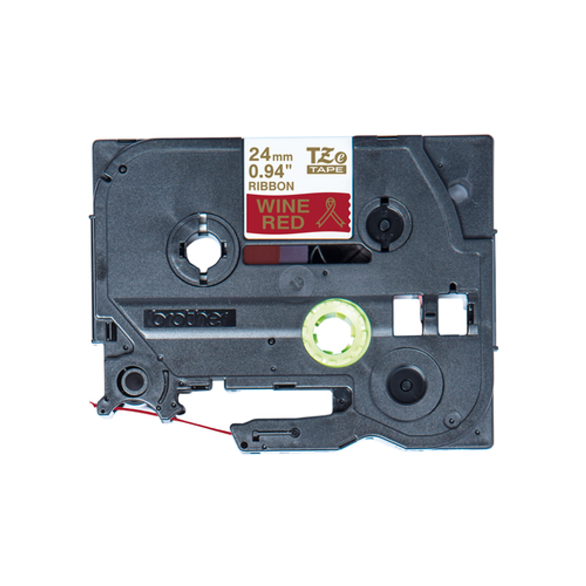 Cinta para rotuladora Brother 24 mm Dorado sobre rojo TZERW54 - vista 2