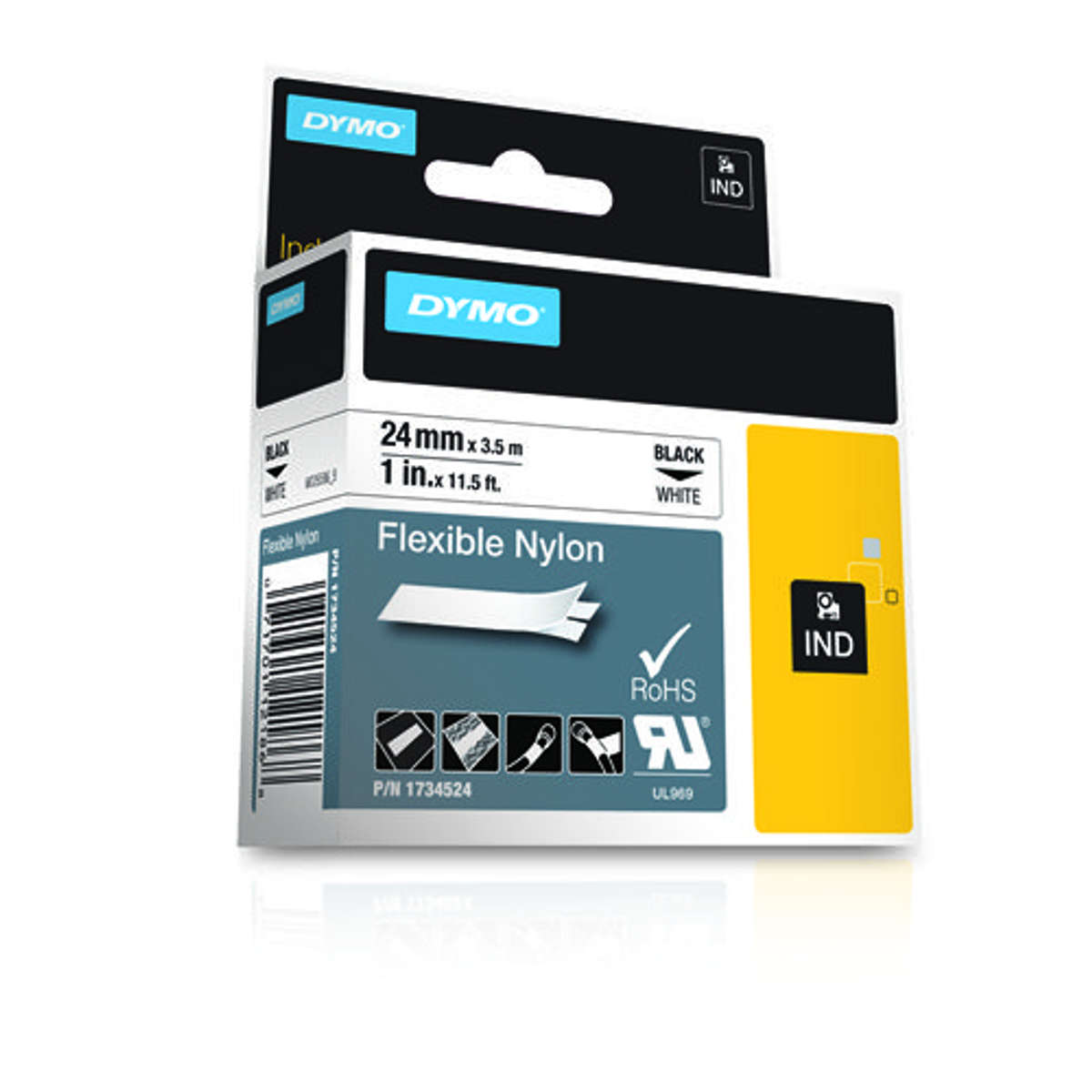 Cinta para rotuladora Dymo 24 mm Negro sobre blanco 1734524 - vista 3