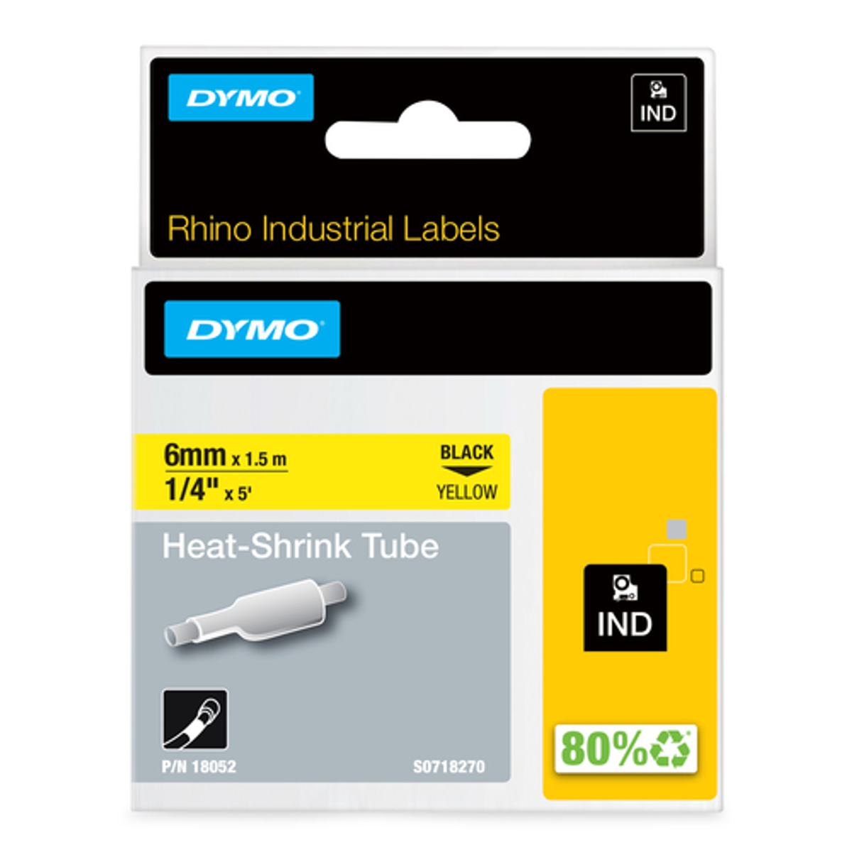 Cinta para rotuladora Dymo 6 mm Negro sobre amarillo 18052 - vista 2