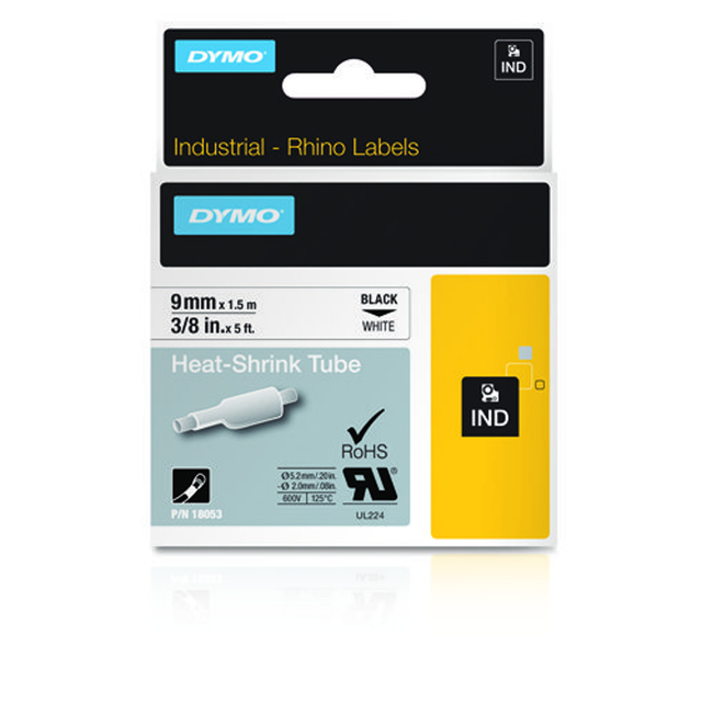 Cinta para rotuladora Dymo 9 mm Negro sobre blanco 18053