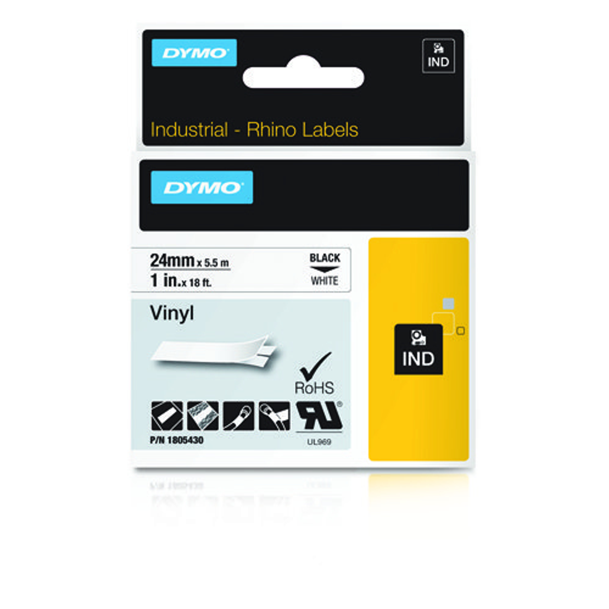 Cinta para rotuladora Dymo 24 mm Negro sobre blanco 1805430
