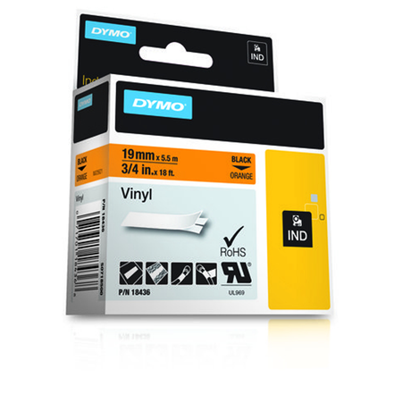 Cinta para rotuladora Dymo 19 mm Negro sobre naranja 18436 - vista 3