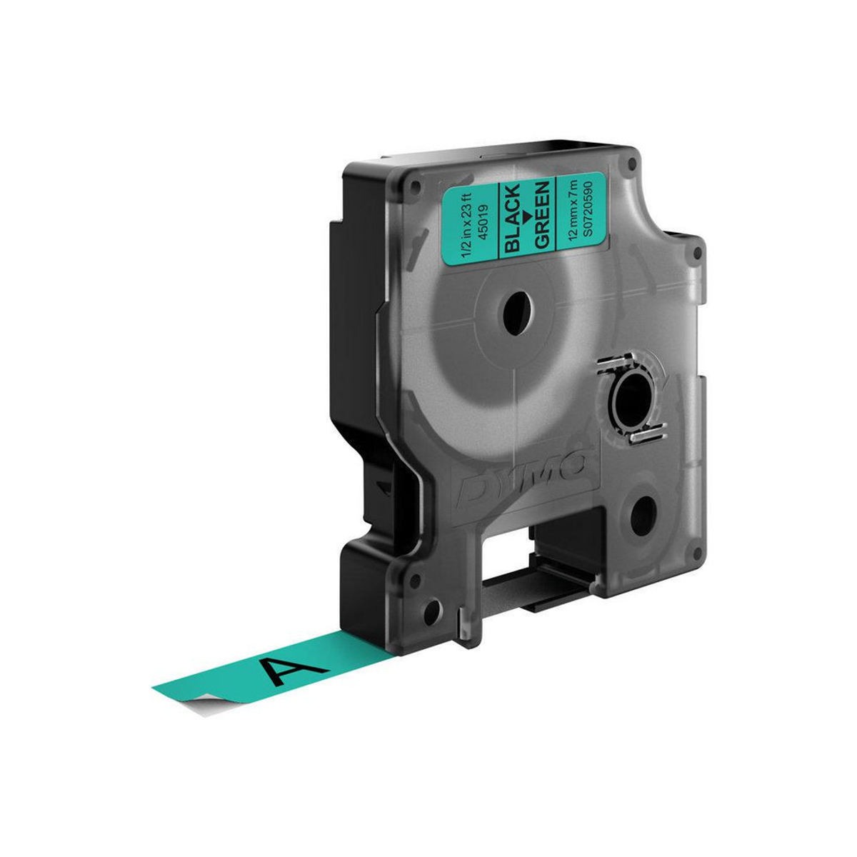 Cinta para rotuladora Dymo 12 mm Negro sobre verde S0720590