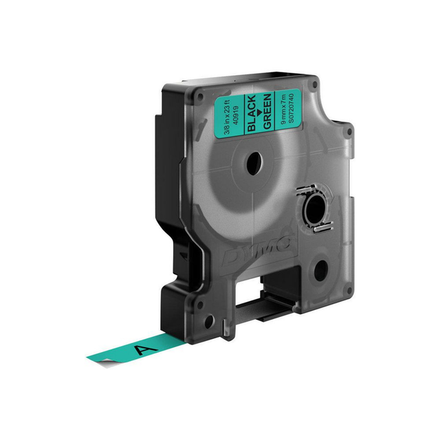 Cinta para rotuladora Dymo 9 mm Negro sobre verde S0720740