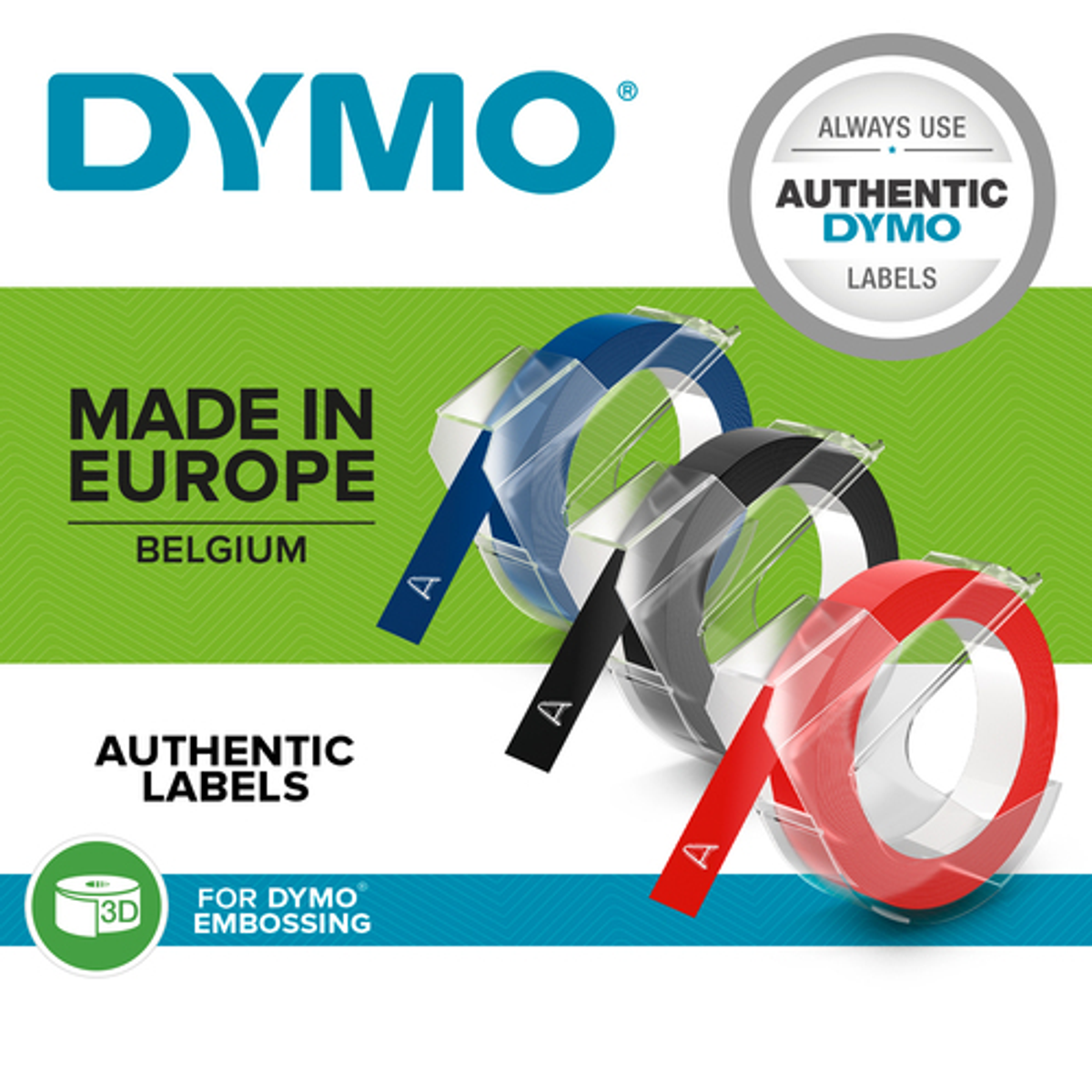 Cinta para rotuladora Dymo 9 mm Azul, Negro y Rojo S0847750 - vista 6