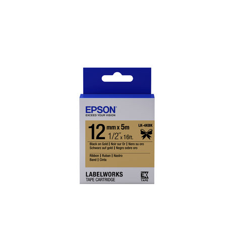 Cinta para rotuladora Epson 12 mm Negro sobre dorado C53S654001